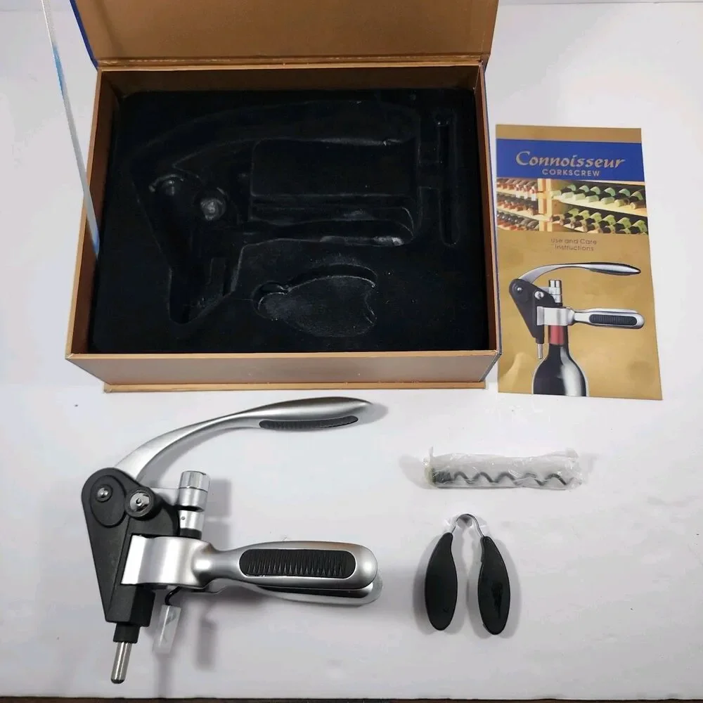 Connoisseur Deluxe Corkscrew Set Zinc Alloy Construction- Santoprene Handle